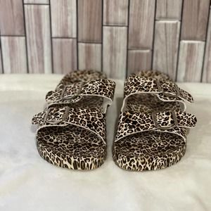 Animal Print 2 Strap Slide Sandals - Size 11